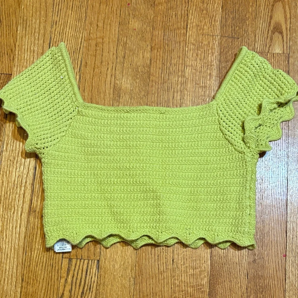 Zara Bright Lime Green Knit Crop Top - Picture 5 of 5